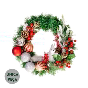 GUIRLANDA NATAL 36 CM ESQUILO BOLAS CIPRESTE