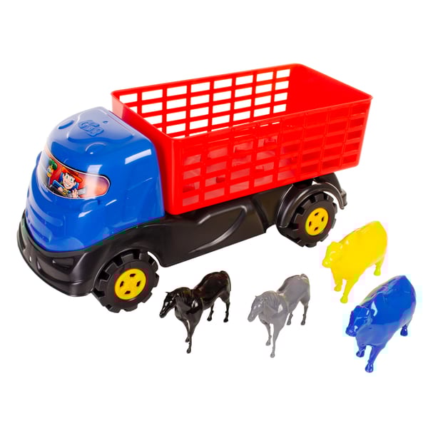 CAMINHÃO BOIADEIRO 20X19X45 CM COM 4 ANIMAIS