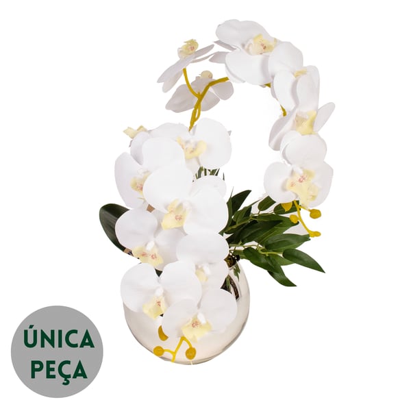 VASO DECORATIVO INT. ORQUÍDEA BRANCA 45 CM