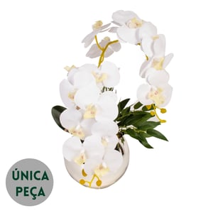 VASO DECORATIVO INT. ORQUÍDEA BRANCA 45 CM