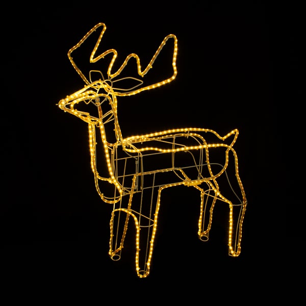 RENA DECORATIVA 540 SUPER LEDS 93X40X80 CM BRANCO QUENTE FIXA COM MANGUEIRA LUMINOSA BIVOLT USO EXTERNO