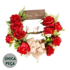 GUIRLANDA BEM VINDOS 40 CM ROSA COM PÁSSAROS