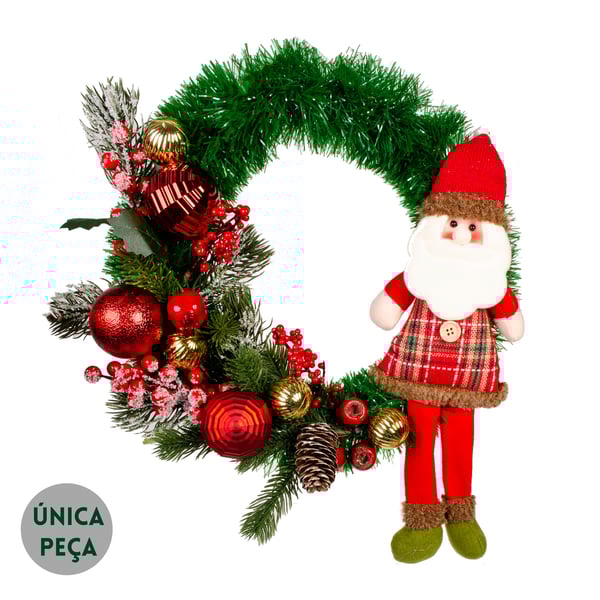 GUIRLANDA NATAL 35 CM PAPAI NOEL / BONECO DE NEVE COM BOLAS