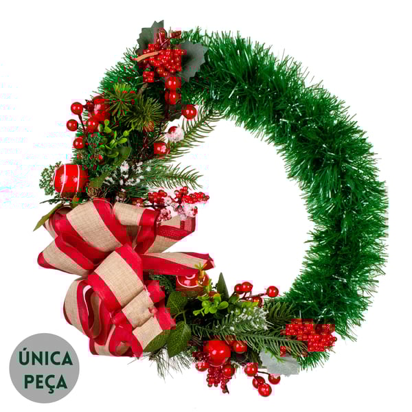 GUIRLANDA NATAL 40 CM LAÇO COM SEMENTES