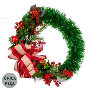 GUIRLANDA NATAL 40 CM LAÇO COM SEMENTES