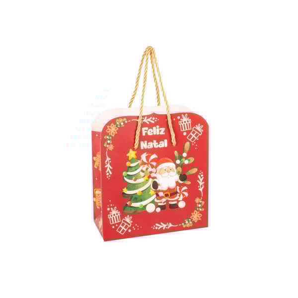 SACOLA NATAL 14,3X15,5X7 CM BORDA ONDULADA