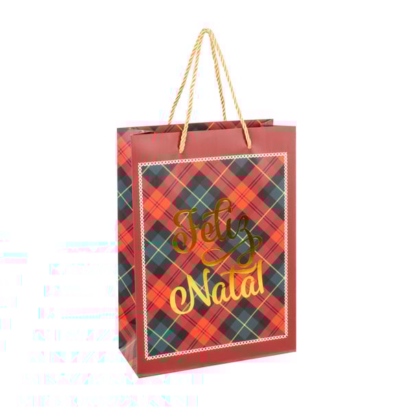 SACOLA NATAL 31X24X12 CM XADREZ