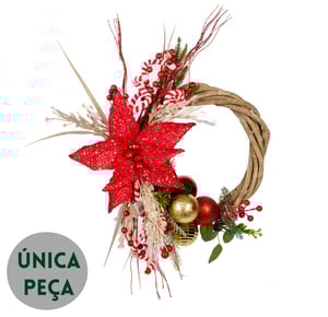 GUIRLANDA NATAL 38 CM FLOR LANTEJOULAS