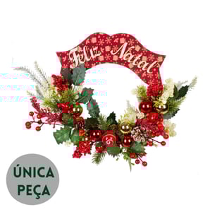 GUIRLANDA FELIZ NATAL 38 CM BOLAS E SEMENTES