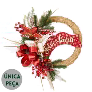 GUIRLANDA FELIZ NATAL 45 CM ESTRELA COM LAÇOS