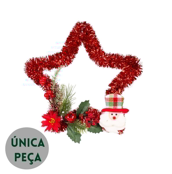 GUIRLANDA NATAL 35 CM ESTRELA DE FESTÃO COM PAPAI NOEL