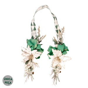 ESCAPULÁRIO / GUIRLANDA NATAL 2 M LAÇO E FLOR VERDE / BRANCO