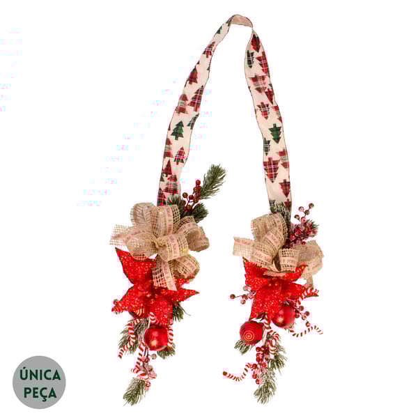 ESCAPULÁRIO / GUIRLANDA NATAL 2 M FITA ÁRVORES FLOR E LAÇO FELIZ NATAL