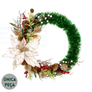 GUIRLANDA FLOR DE NATAL 45 CM COM PINHAS