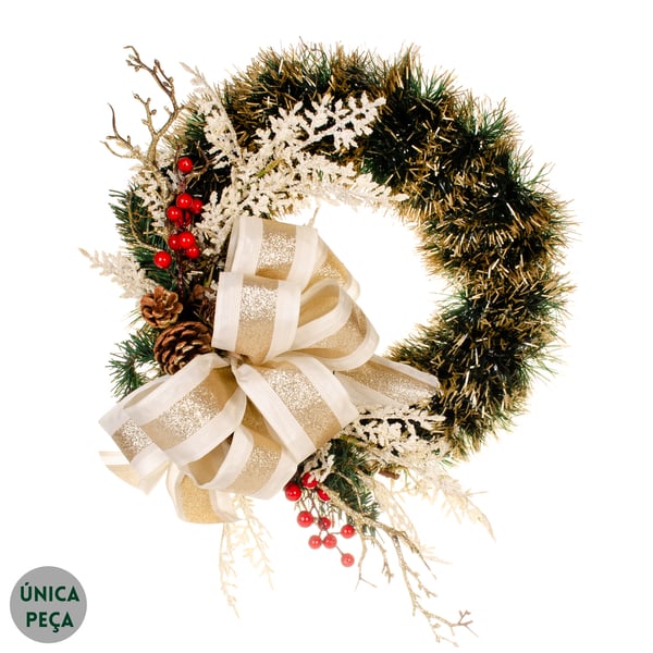 GUIRLANDA NATAL 40 CM LAÇO COM RAMOS
