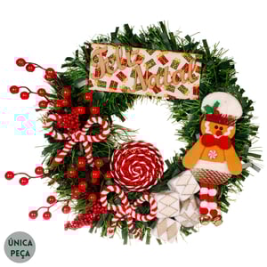 GUIRLANDA FELIZ NATAL 40 CM BONECO BISCOITO COM DOCES