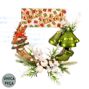 GUIRLANDA FELIZ NATAL 30 CM SINO BOTA E ROUPA COM PICKS