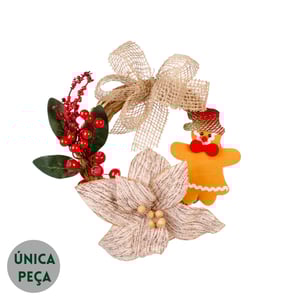 GUIRLANDA NATAL 30 CM BONECO DE BISCOITO COM FLOR E SEMENTES