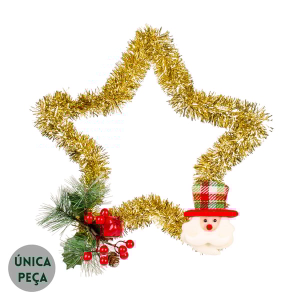 GUIRLANDA ESTRELA DE NATAL 35 CM PAPAI NOEL COM PICK