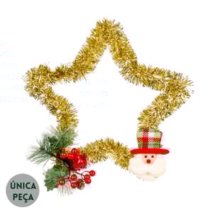 GUIRLANDA ESTRELA DE NATAL 35 CM PAPAI NOEL COM PICK
