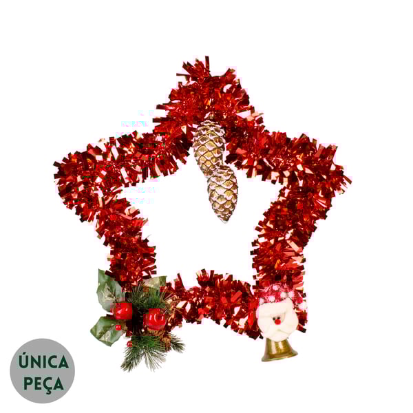 GUIRLANDA ESTRELA DE NATAL 45 CM SINO COM PINHAS PENDENTES