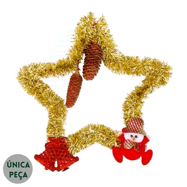 GUIRLANDA NATAL 32 CM ESTRELA DE FESTÃO COM BONECO DE NEVE
