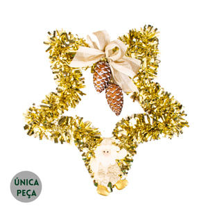 GUIRLANDA NATAL 45 CM ESTRELA DE FESTÃO PAPAI NOEL E PINHAS