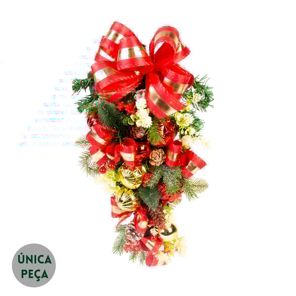 GUIRLANDA NATAL 50 CM LAÇOS COM BOLAS