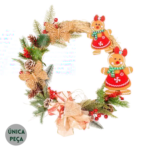 GUIRLANDA NATAL 40 CM BONECOS BISCOITO COM BORBOLETAS E LAÇOS