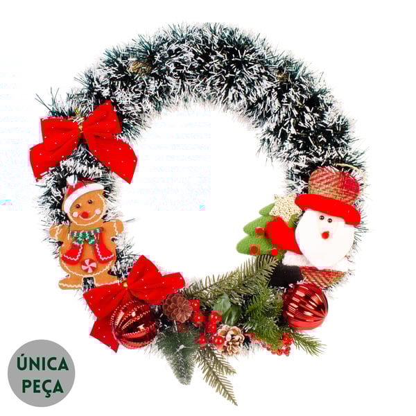 GUIRLANDA NATAL 40 CM FESTÃO MESCLADO 40 CM BONECO BISCOITO E PAPAI NOEL