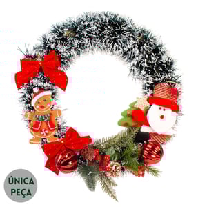 GUIRLANDA NATAL 40 CM FESTÃO MESCLADO 40 CM BONECO BISCOITO E PAPAI NOEL
