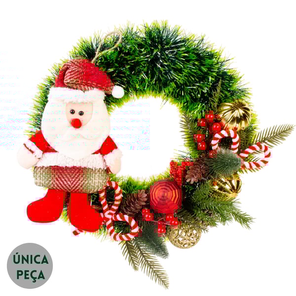 GUIRLANDA NATAL 38 CM PAPAI NOEL COM BOLAS