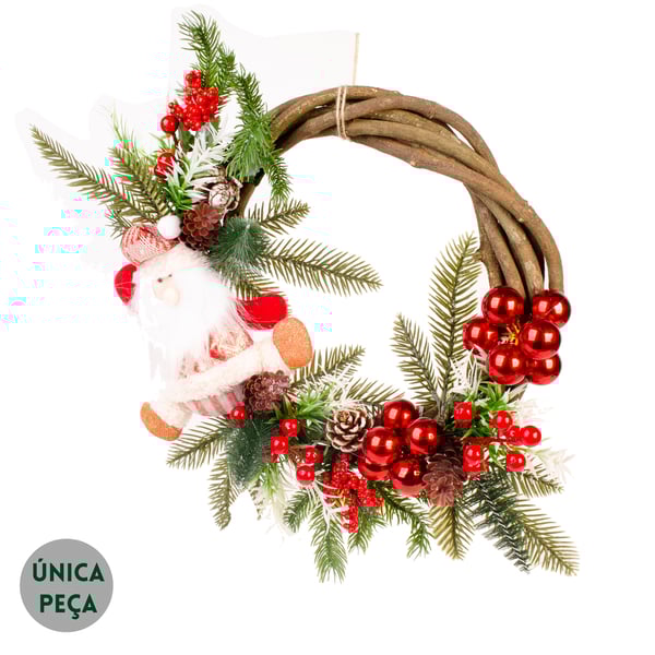 GUIRLANDA NATAL 35 CM PAPAI NOEL COM BOLAS