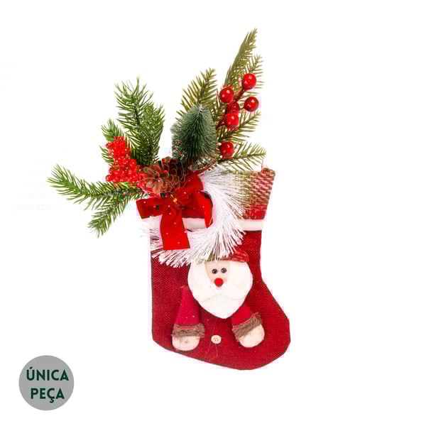 GUIRLANDA BOTA DE NATAL 35 CM PAPAI NOEL