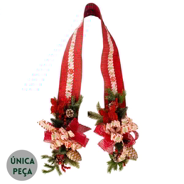 ESCAPULÁRIO / GUIRLANDA 2,10 M FITA VERMELHA COM PINHAS LAÇO TELADO