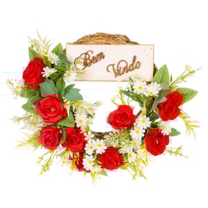 GUIRLANDA BEM VINDOS 35 CM ROSA E MARGARIDA