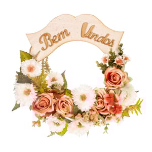 GUIRLANDA BEM VINDOS 35 CM COM GÉRBERA