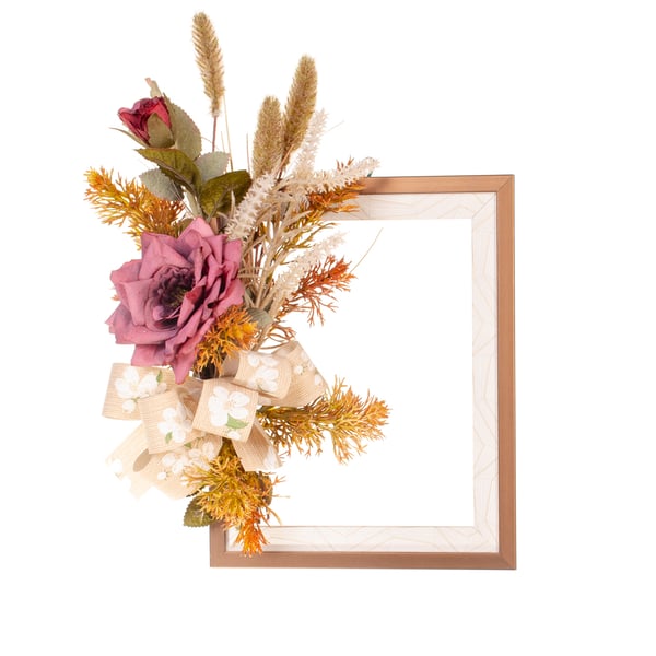 GUIRLANDA ROSA 25X30 CM MOLDURA COM LAÇO