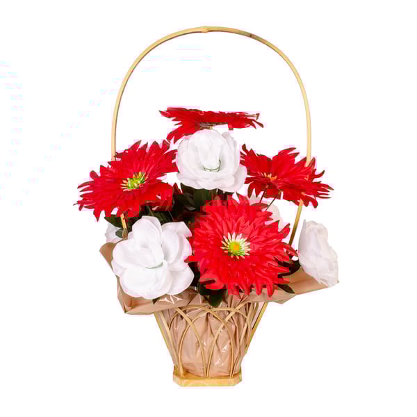 VASO DECORATIVO CORBÉLIA  DÁLIA E ROSA 46 CM