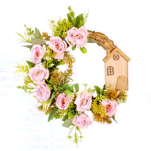 GUIRLANDA PEÔNIA ROSA 35 CM COM CASA