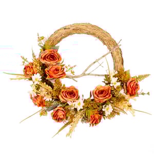 GUIRLANDA ROSA 40 CM COM MARGARIDA GALHO SECO