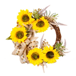 GUIRLANDA GIRASSOL 39 CM COM LAÇO JUTA