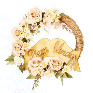 GUIRLANDA BEM VINDOS 40 CM ROSA E LÍRIO