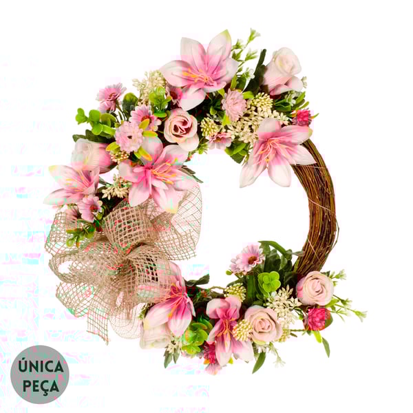 GUIRLANDA LÍRIO E BOTÃO 35 CM COM LAÇO