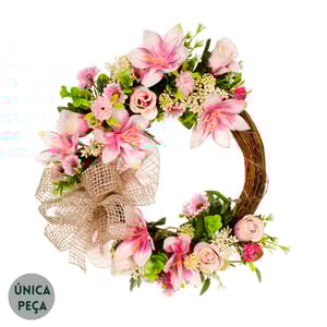 GUIRLANDA LÍRIO E BOTÃO 35 CM COM LAÇO