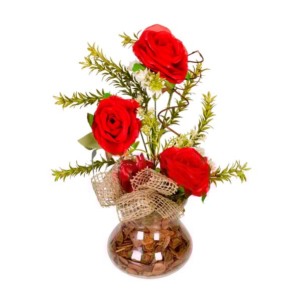 VASO DECORATIVO INT. 39 CM ROSA E LAÇO