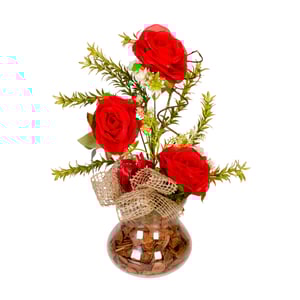 VASO DECORATIVO INT. 39 CM ROSA E LAÇO