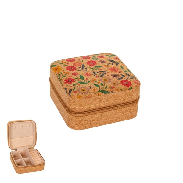 ESTOJO PORTA JOIAS 5X10 CM COM DIVISÓRIAS CORTIÇA