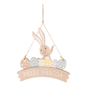 GUIRLANDA FELIZ PÁSCOA 20X20,5 CM COELHO COM OVOS