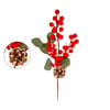 HASTE SEMENTES VERMELHAS VELUDO 34 CM COM PINHA